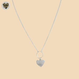 (2-66086) 925 Sterling Silver - 1mm Link Heart Necklace -17".