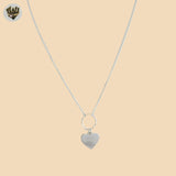 (2-66086) 925 Sterling Silver - 1mm Link Heart Necklace -17".