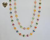 (1-1602) Laminado de oro - Cadena de eslabones de mariposas multicolores de 7 mm - BGF