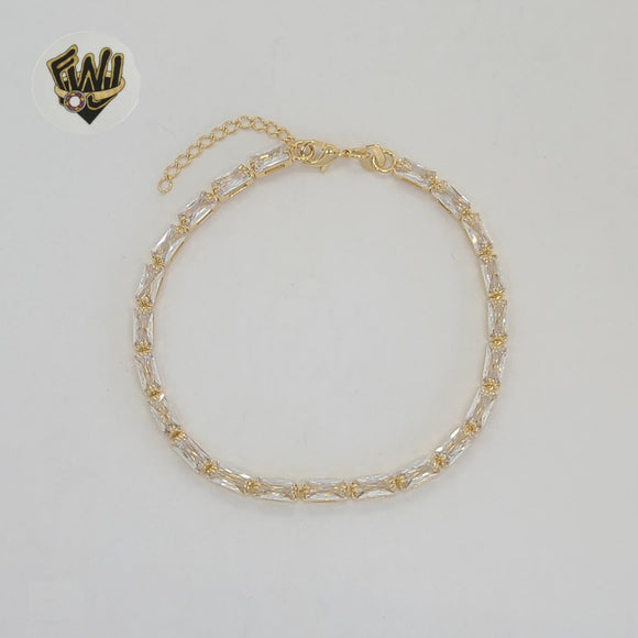 (1-0516-1) Laminado de oro - Brazalete de eslabones de circón de 3 mm - 7