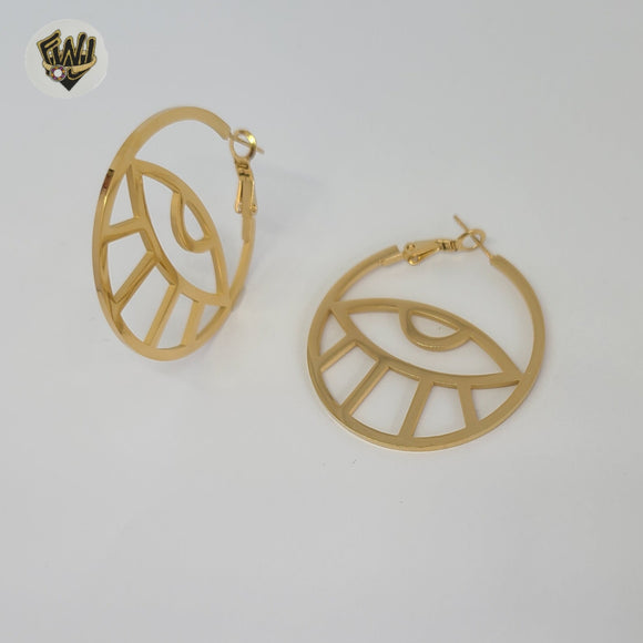 (4-2238-1) Stainless Steel - Evil Eye Hoops.