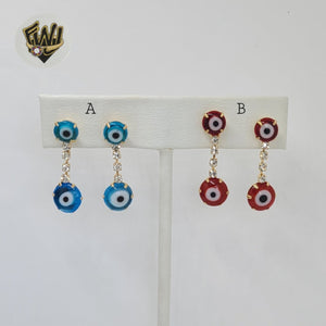 (1-1196) Gold Laminate - Evil Eye Earrings - BGF