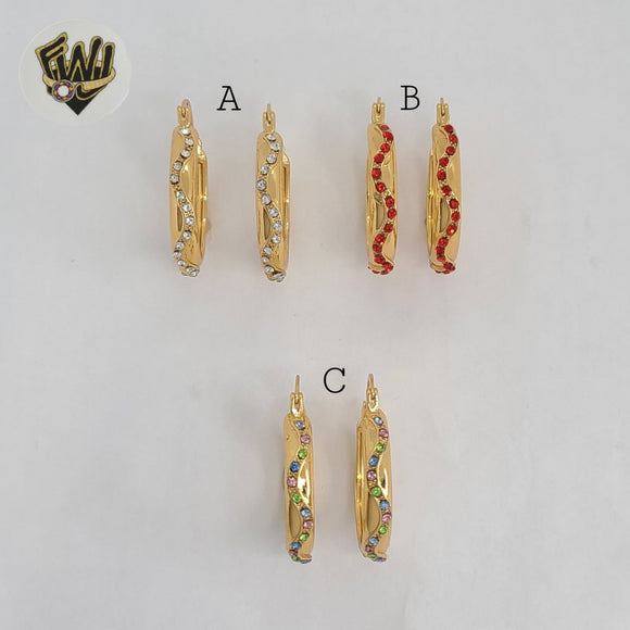 (1-2644-2) Gold Laminate - Multicolor Zircon Hoops - BGO