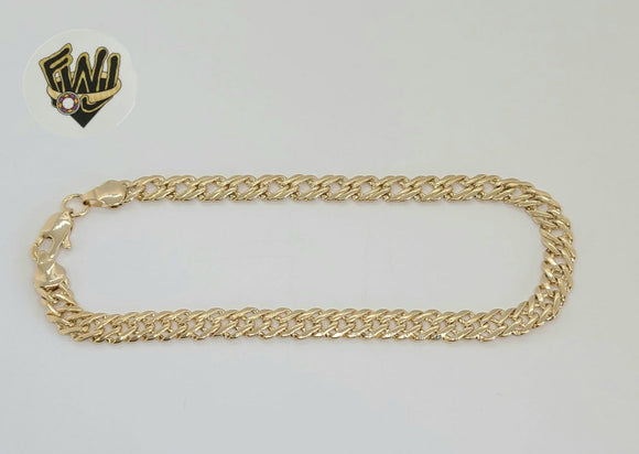 (1-0024) Gold Laminate - 6.5mm Double Curb Link Anklet - 10