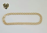 (1-0024) Laminado de oro - Tobillera con eslabones dobles de 6,5 mm - 10" - BGO
