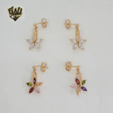(1-1197) Gold Laminate - Zircon Flower Stud Earrings - BGO