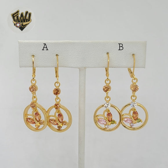 (1-1209) Gold Laminate - Butterfly Long Earrings - BGO