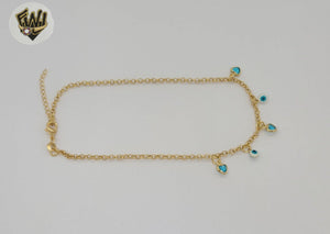 (1-0248) Gold Laminate - 2.5mm Link Charms Anklet - 9.5" - BGF