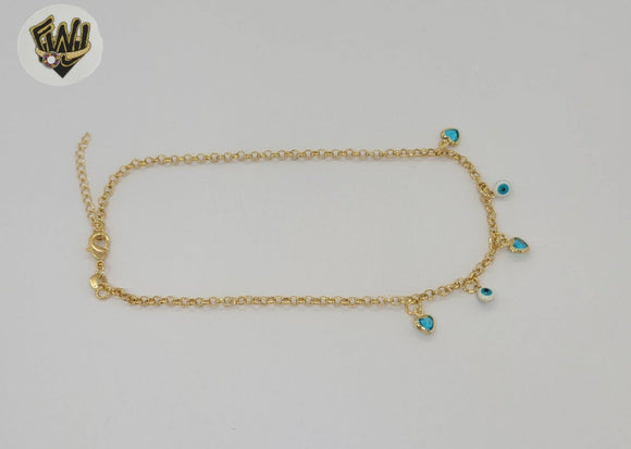 (1-0248) Gold Laminate - 2.5mm Link Charms Anklet - 9.5