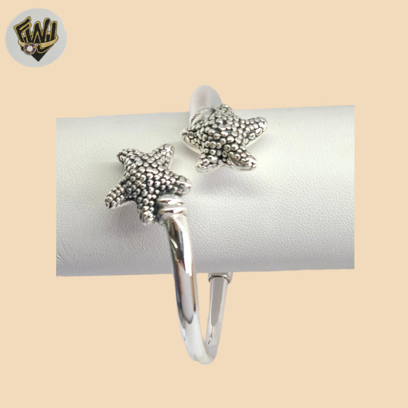 (2-0725) 925 Sterling Silver - 5.5mm Open Starfish Bangle - 2.3/4