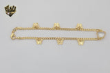 (1-0188) Gold Laminate - 2.5mm Curb Link Butterflies Anklet - 10" - BGF