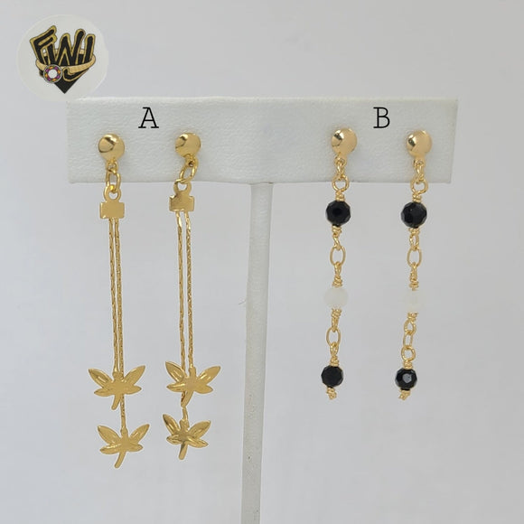 (1-1224) Gold Laminate - Long Earrings - BGF