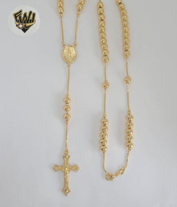 (1-3331-1) Laminado de oro - Collar Rosario Virgen de Guadalupe de 6 mm - 24" - BGF.