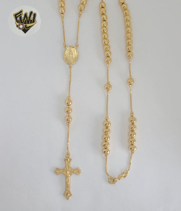 (1-3331-1) Laminado de oro - Collar Rosario Virgen de Guadalupe de 6 mm - 24