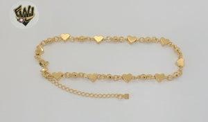 (1-0246) Gold Laminate - 4mm Heart Anklet - 9.5" - BGF