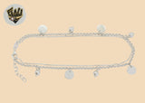 (2-0163) 925 Sterling Silver - 2mm Double Link Charms Anklet - 10"
