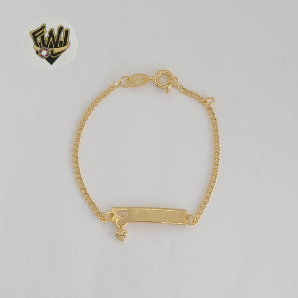 (1-0972) Laminado de oro - Brazalete con placa para niños de 2 mm - 5,5