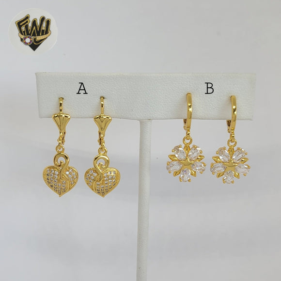 (1-1192) Gold Laminate - Zircon Dangling Earrings - BGO