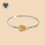 (2-0686-1) 925 Sterling Silver - 4mm Two Tones Flower Bangle.