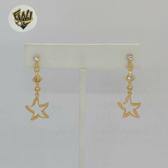 (1-1225-2) Gold Laminate - Star Long Earrings - BGO