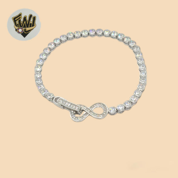 (2-0364) Plata de ley 925 - Pulsera con circonitas infinitas de 4 mm.