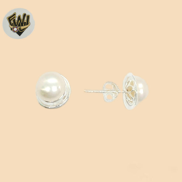 (2-3425) 925 Sterling Silver - Pearl Stud Earrings.
