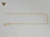 (1-0063) Gold Laminate - 1mm Box Link Stick Anklet - 10" - BGF