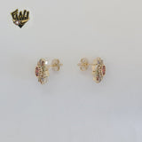 (1-1204-3) Gold Laminate - Multicolor Flower Stud Earrings - BGO