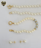 (MSET-32) Gold Laminate - 8mm Mallorca Pearls Set - BGF