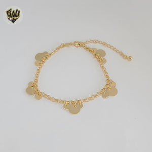 (1-0607-1) Laminado de oro - Pulsera de eslabones con dijes de 4 mm - 7,5" - BGF