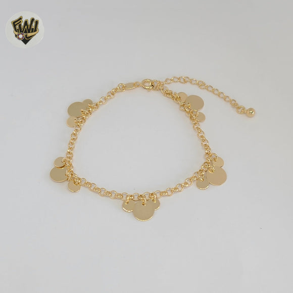 (1-0607-1) Laminado de oro - Pulsera de eslabones con dijes de 4 mm - 7,5