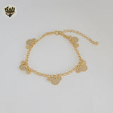 (1-0607-1) Laminado de oro - Pulsera de eslabones con dijes de 4 mm - 7,5" - BGF