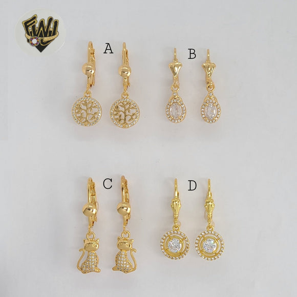 (1-1184) Gold Laminate - Long Earrings - BGO