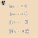 (2-3018) 925 Sterling Silver - Square Zircon Stud Earrings.
