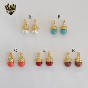 (1-1002) Gold Laminate - Multicolor Beads Earrings - BGO