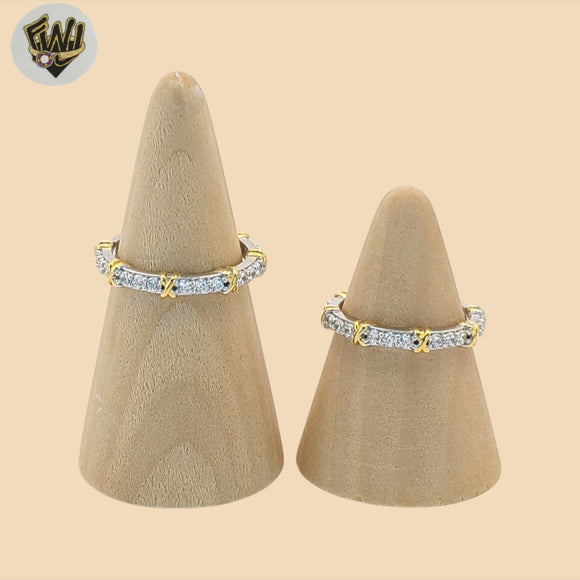(2-5112) Plata de Ley 925 - Anillo Dos Tonos Circonitas