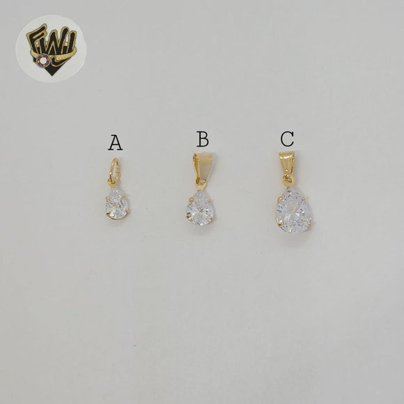 (1-2101) Gold Laminate - Zircon Tear Drop Pendants - BGF