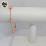 (1-3901-J) Gold Laminate - 6mm Coral Beads Bracelet - 7.5" - BGF