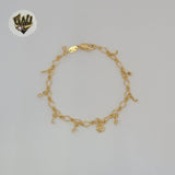 (1-0607-1) Gold Laminate - 4mm Charms Link Bracelet - 7.5" - BGF
