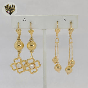 (1-1234) Gold Laminate - Long Earrings - BGF