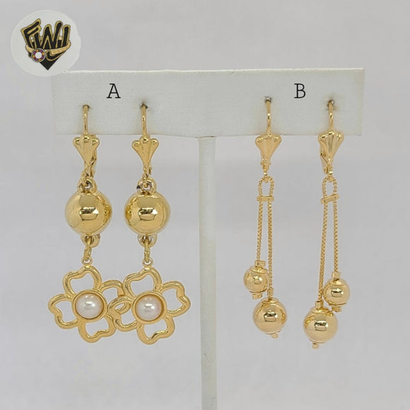 (1-1234) Laminado Oro - Pendientes Largos - BGF