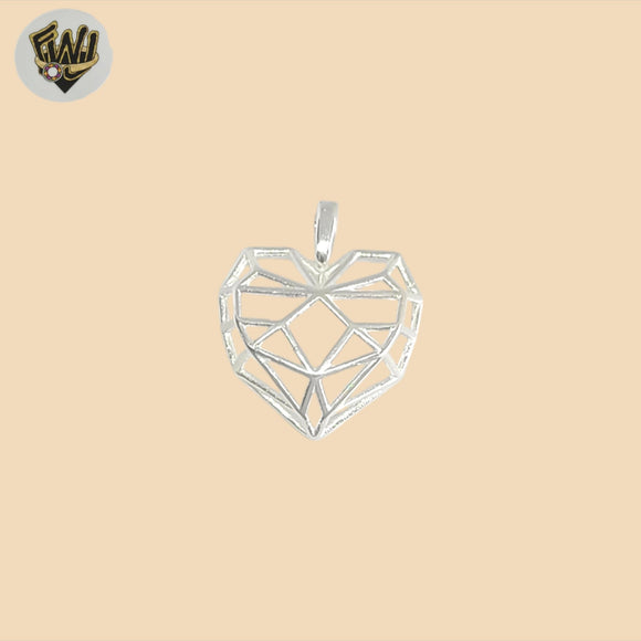 (2-1371) 925 Sterling Silver - Origami Heart Pendant.
