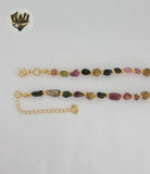 (1-6237) Chapado en oro - Collar de piedras multicolores de 6 mm - 23"