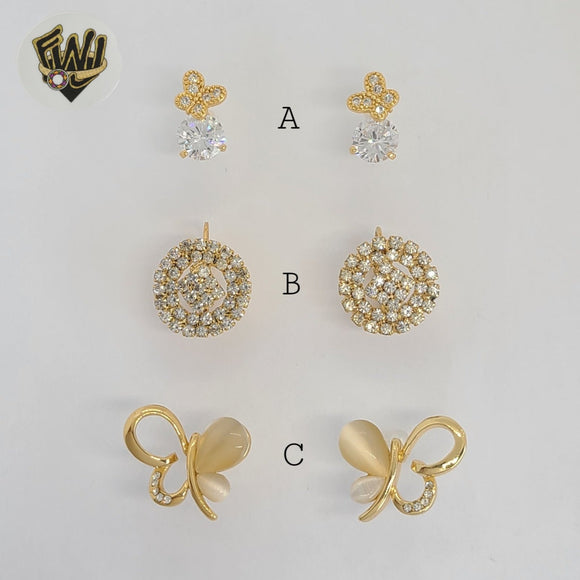 (1-1188-2) Laminado de oro - Aretes con circonitas - BGO