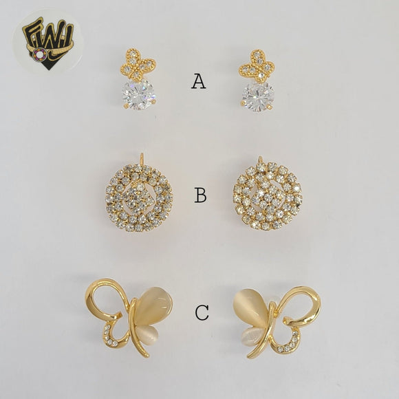 (1-1188-2) Gold Laminate - Zircon Stud Earrings - BGO