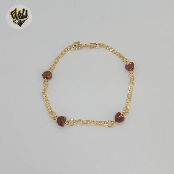 (1-0739) Gold Laminate - Venturina Heart Bracelet - 7.5