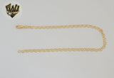 (1-0088-1) Gold Laminate - 3.5mm Heart Link Anklet - 10” - BGF