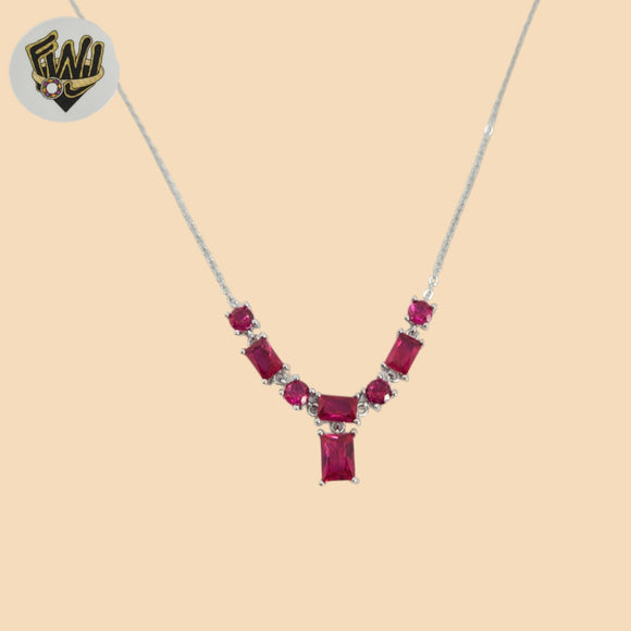 (2-66096) 925 Sterling Silver - 1mm Link Pink Zircon Necklace.