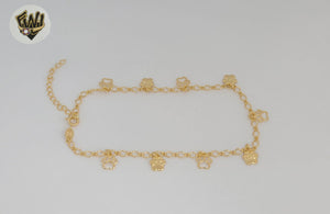 (1-0091) Gold Laminate - 3mm Open Link Charms Anklet - 10" - BGF