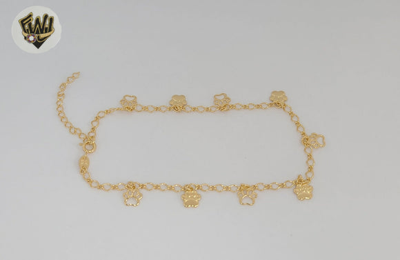 (1-0091) Gold Laminate - 3mm Open Link Charms Anklet - 10